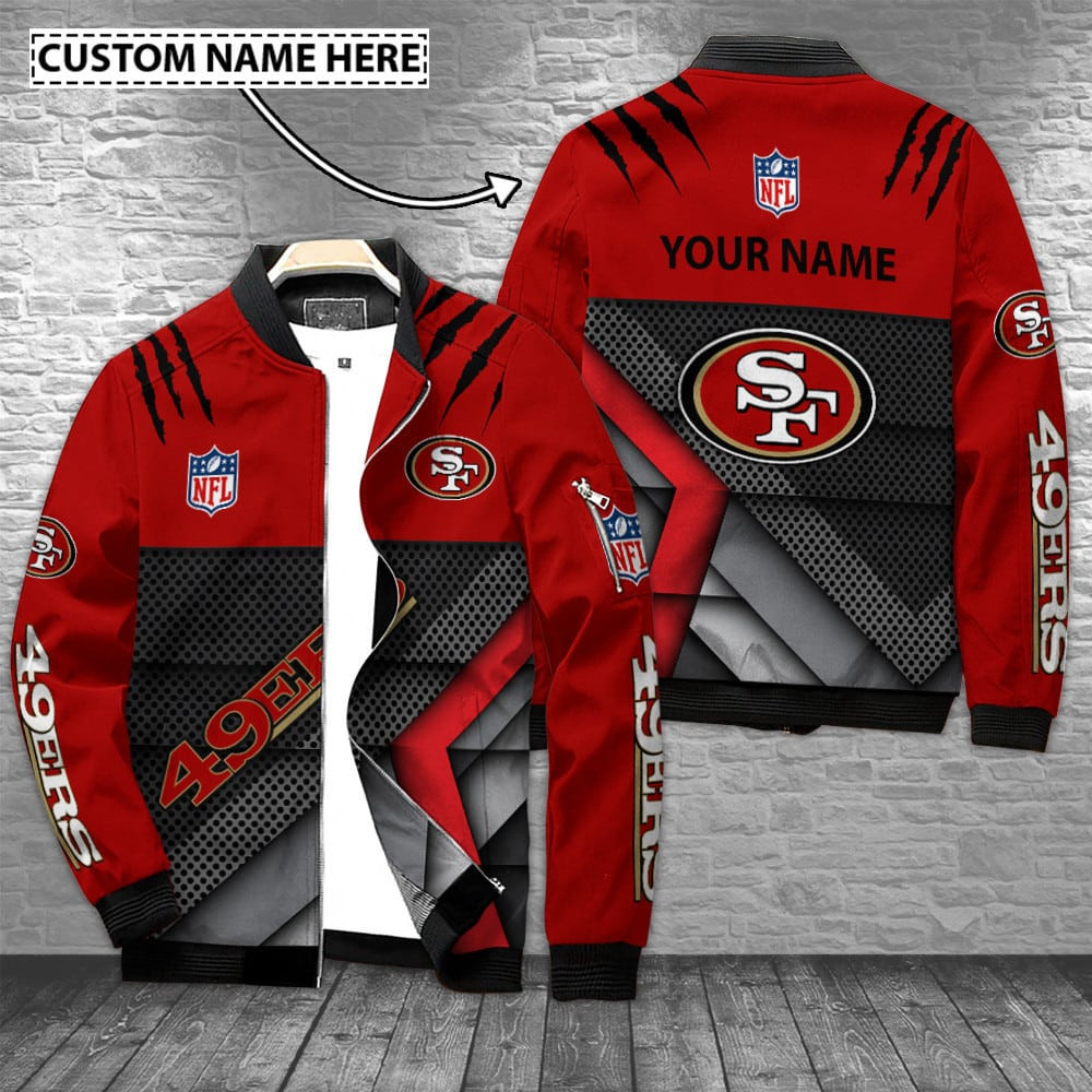 San Francisco 49ERS Personalized Bomber Jacket | NFL Team Jacket for Men & Women | Football Fan Gift