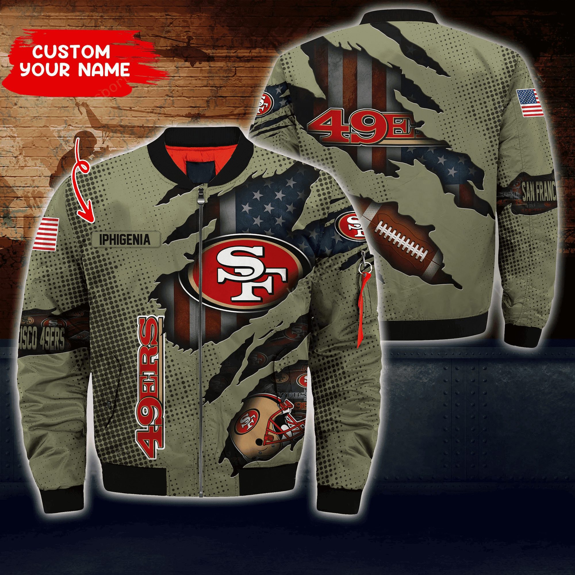 San Francisco 49ERS Personalized Thick Bomber Jacket | NFL Team Jacket for Men & Women | Football Fan Gift