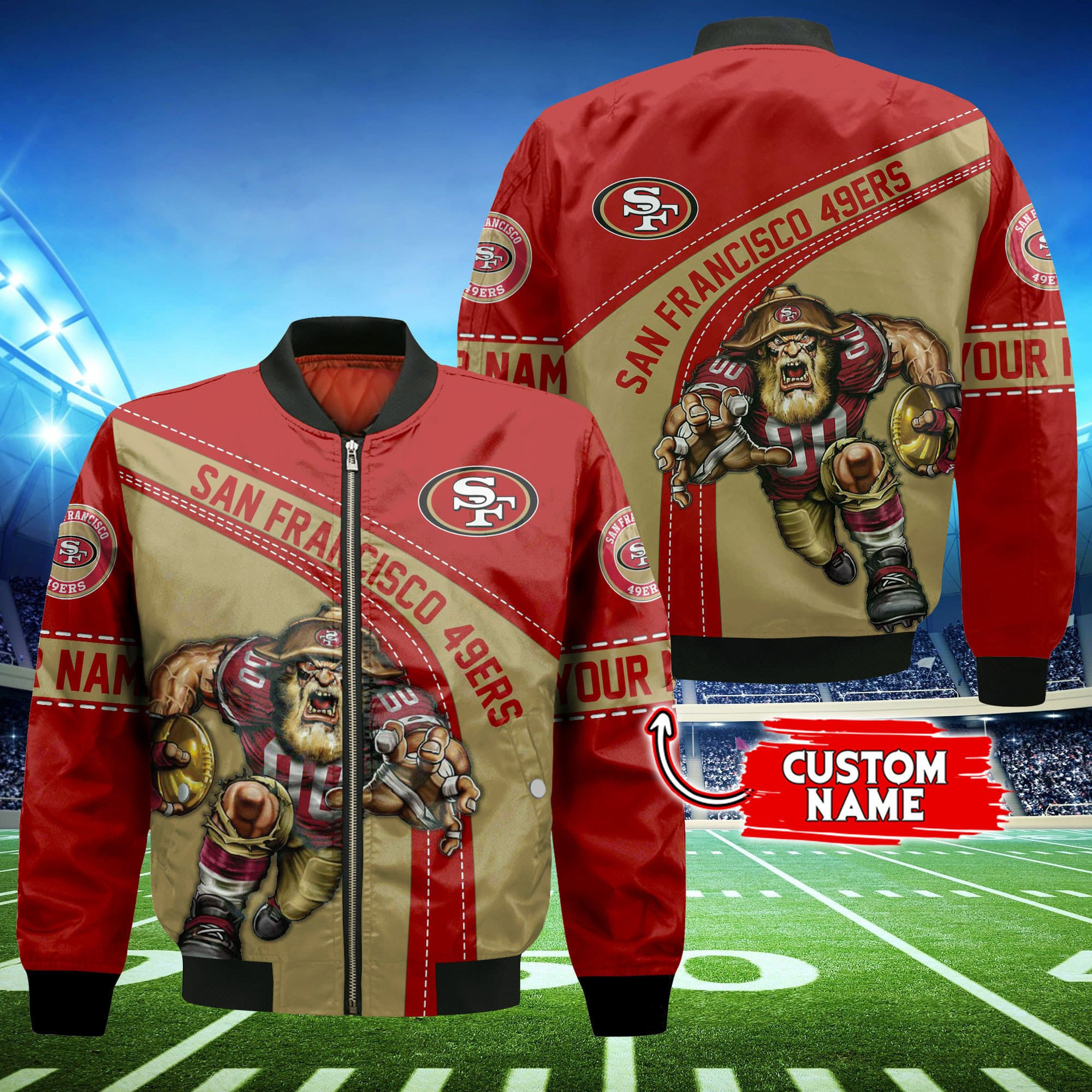 San Francisco 49ERS Personalized Thick Bomber Jacket | NFL Team Jacket for Men & Women | Football Fan Gift