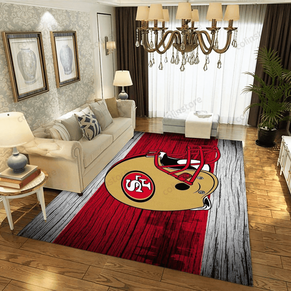 San Francisco 49ers Rectangle Area Rug – Full Print Carpet For Living Room & Bedroom Home Decor