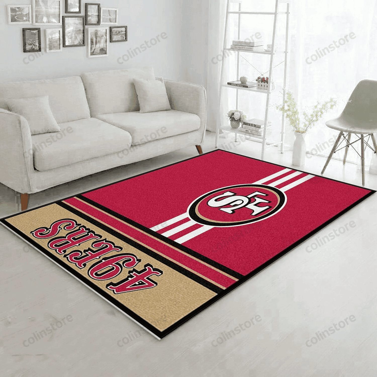 San Francisco 49ers Rectangle Area Rug – Full Print Carpet For Living Room & Bedroom Home Decor