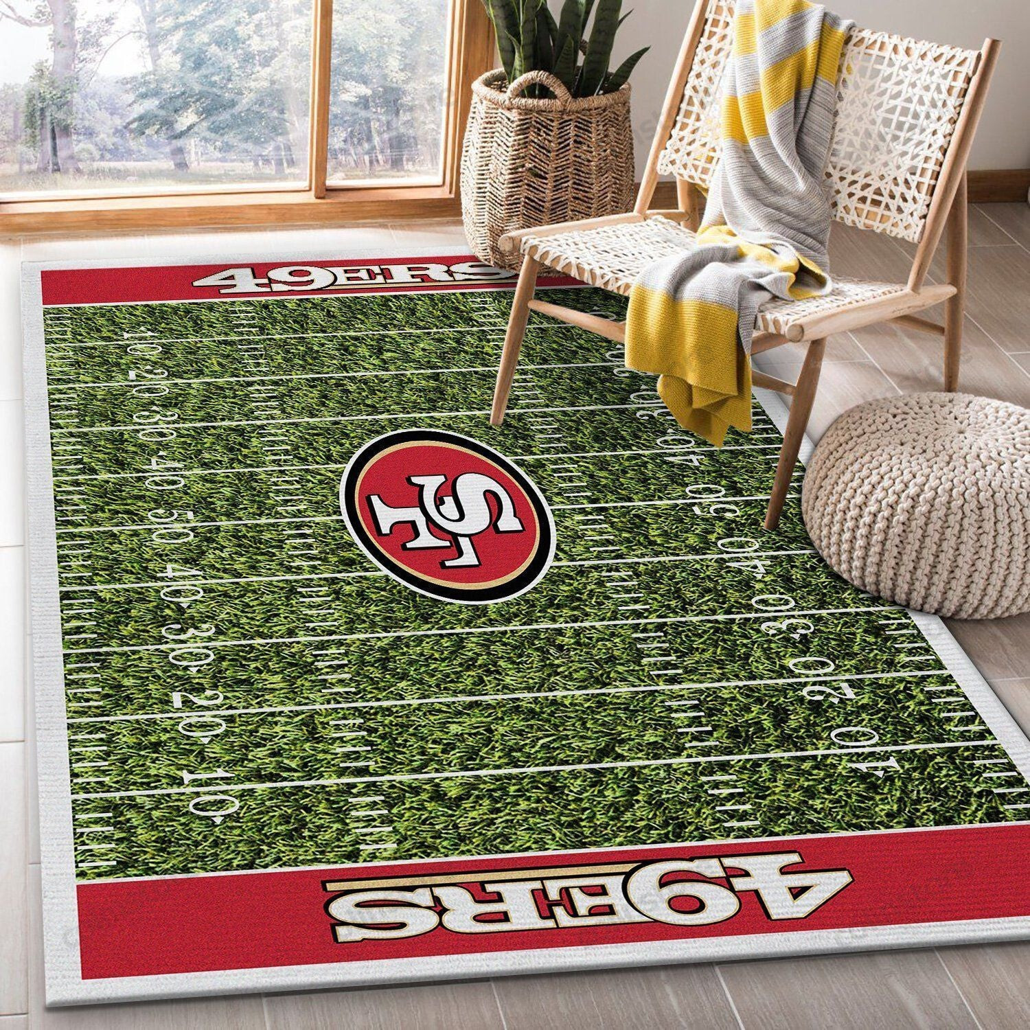 San Francisco 49ers Rectangle Area Rug – Full Print Carpet For Living Room & Bedroom Home Decor