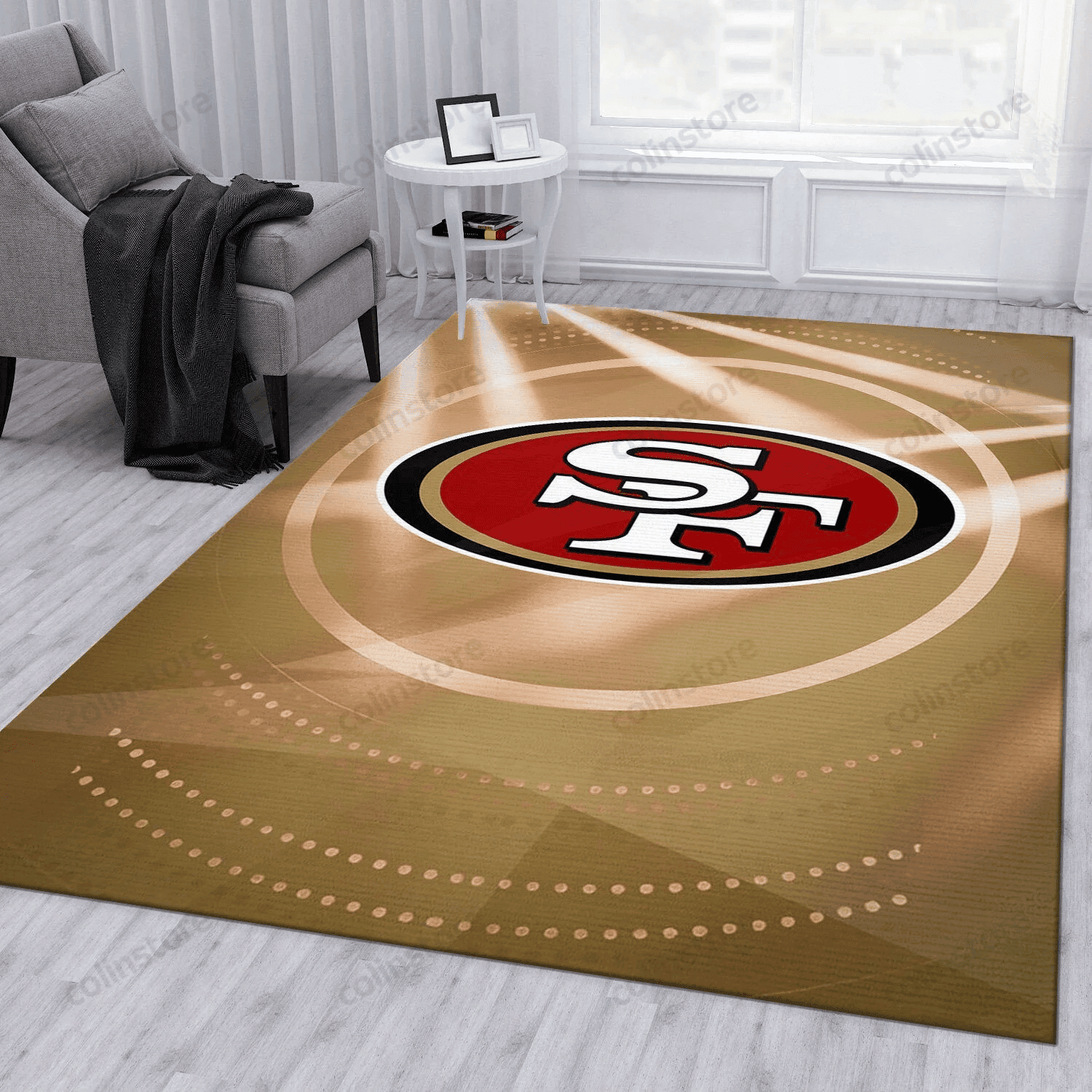 San Francisco 49ers Rectangle Area Rug – Full Print Carpet For Living Room & Bedroom Home Decor