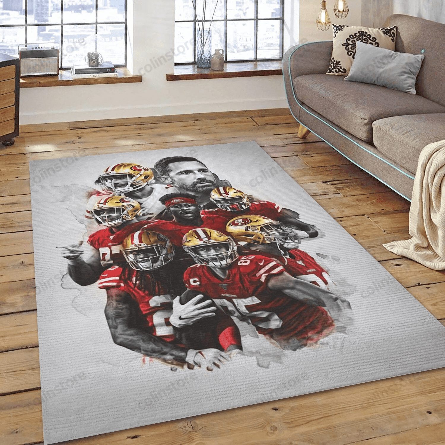 San Francisco 49ers Rectangle Area Rug – Full Print Carpet For Living Room & Bedroom Home Decor