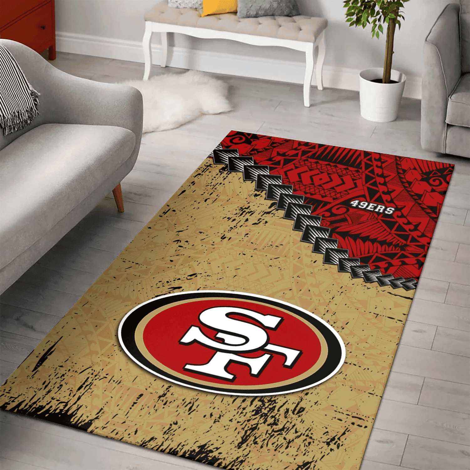 San Francisco 49ers Rectangle Area Rug – Full Print Carpet For Living Room & Bedroom Home Decor