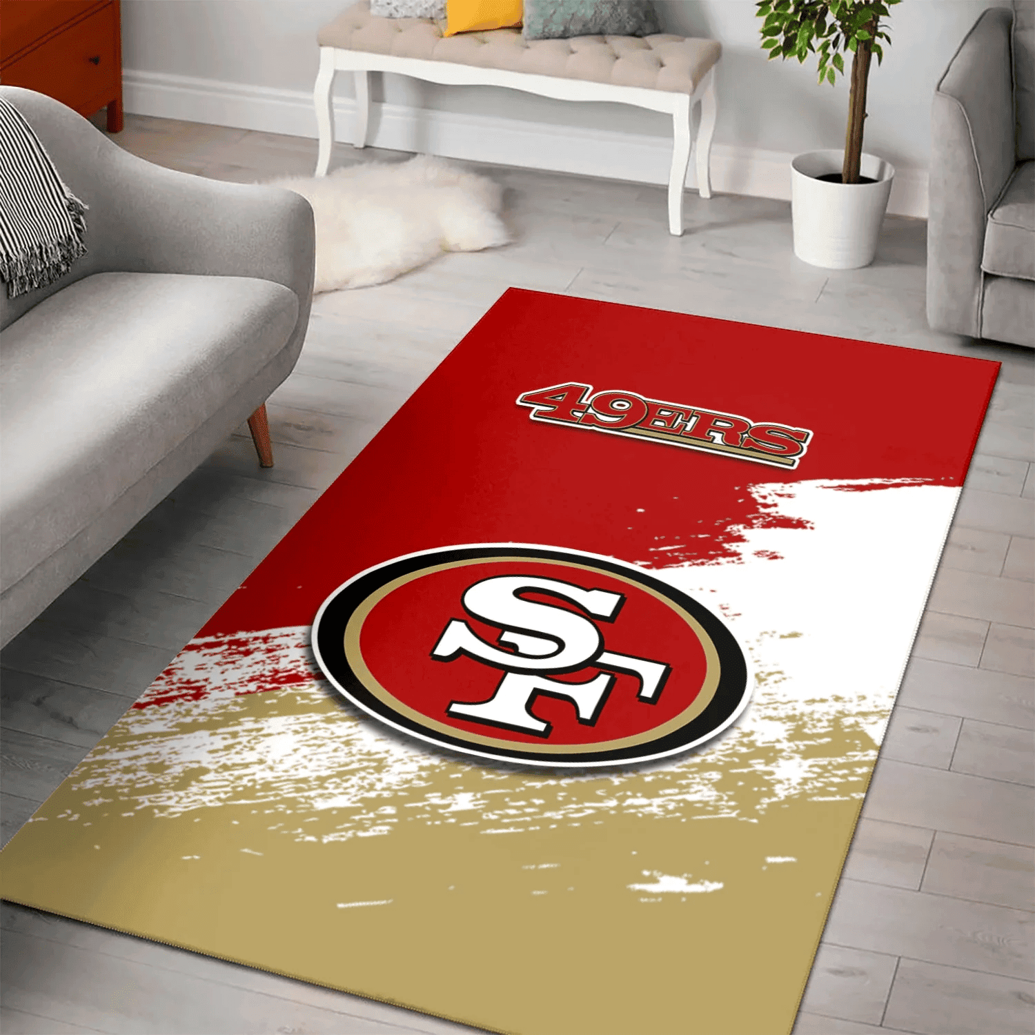 San Francisco 49ers Rectangle Area Rug – Full Print Carpet For Living Room & Bedroom Home Decor