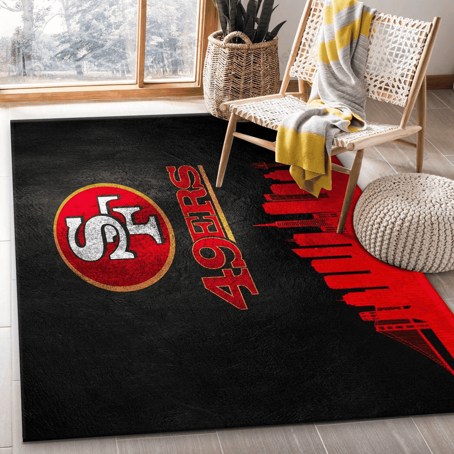 San Francisco 49ers Rectangle Area Rug – Full Print Carpet For Living Room & Bedroom Home Decor