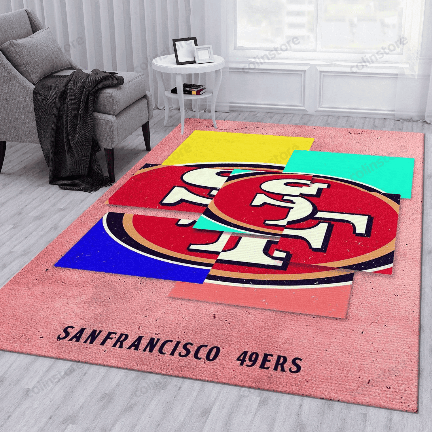 San Francisco 49ers Rectangle Area Rug – Full Print Carpet For Living Room & Bedroom Home Decor