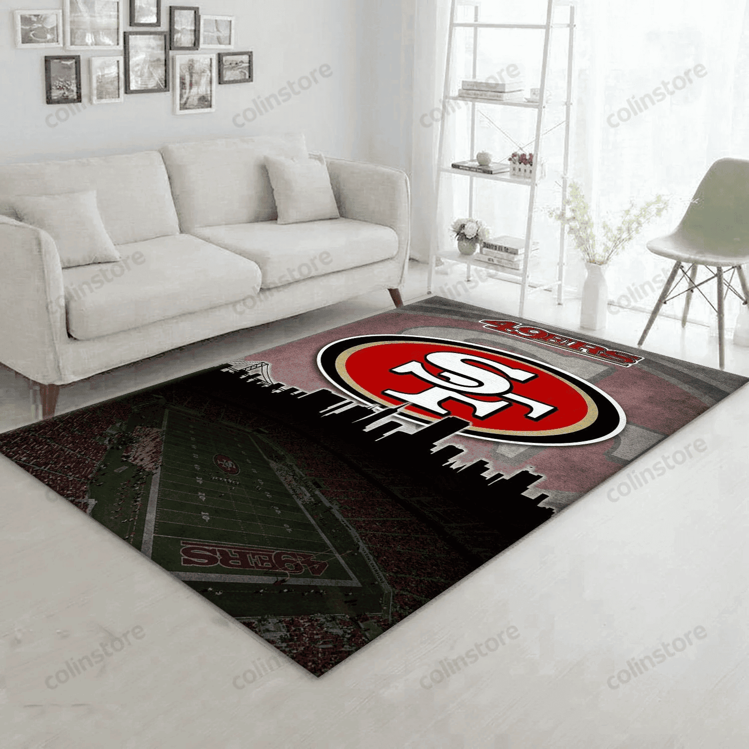 San Francisco 49ers Rectangle Area Rug – Full Print Carpet For Living Room & Bedroom Home Decor