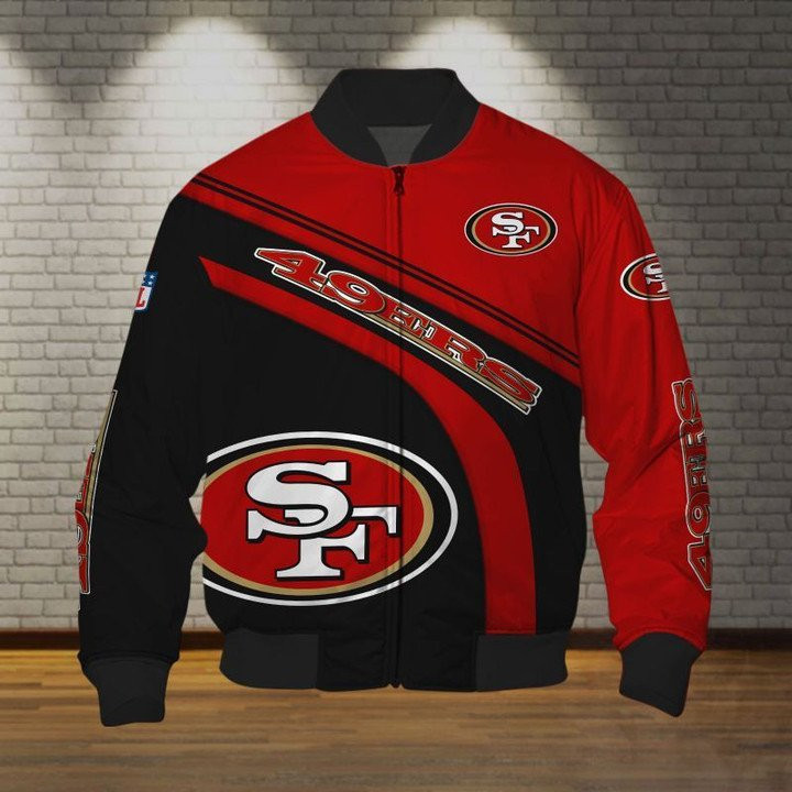 San Francisco 49ERS Red Black Bomber Jacket | NFL Team Jacket for Men & Women | Football Fan Gift