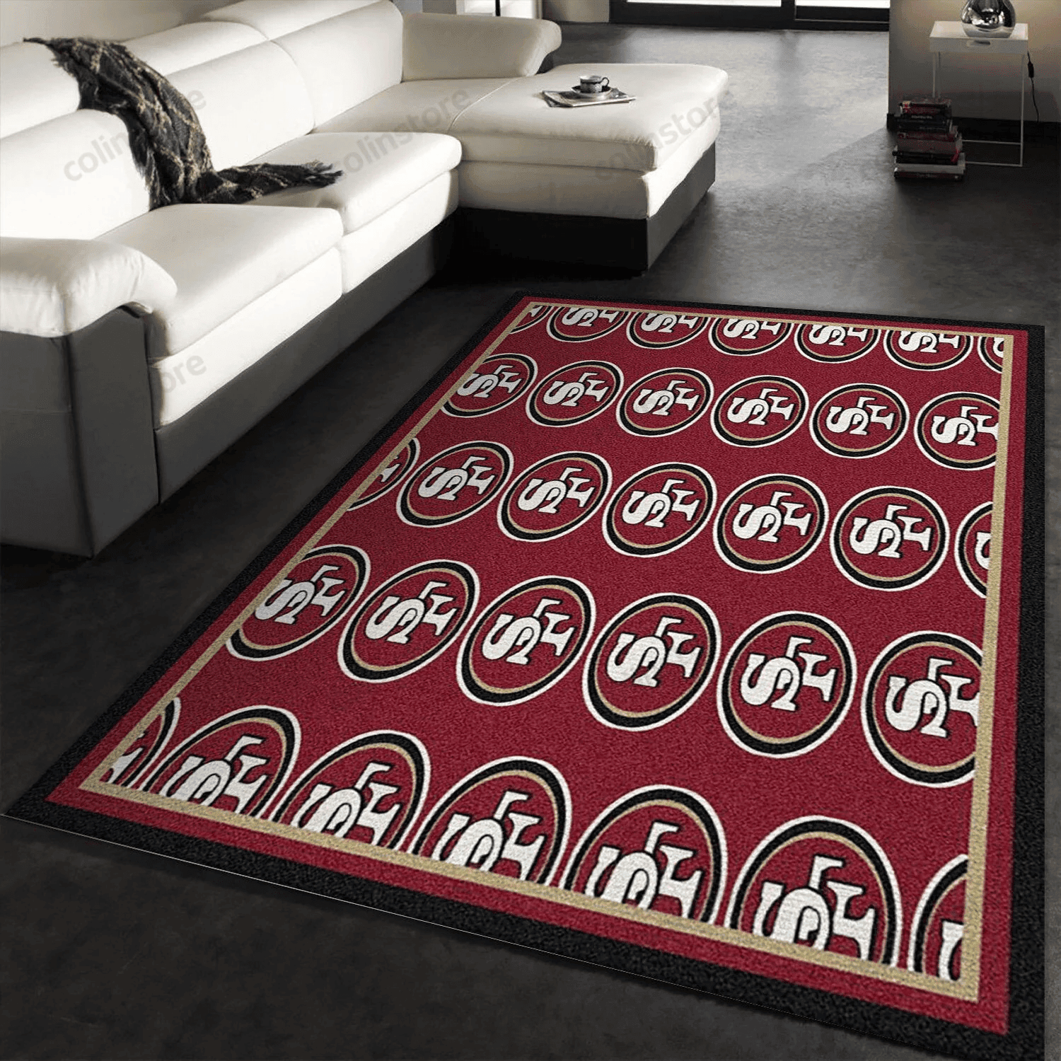 San Francisco 49ers Repeat Rug Team Rectangle Area Rug – Full Print Carpet For Living Room & Bedroom Home Decor
