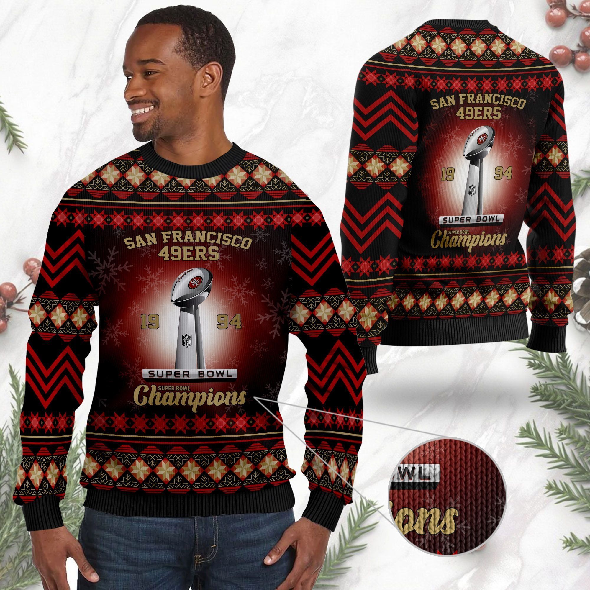 San Francisco 49ers Super Bowl Champions NFL Cup Ugly Christmas Sweater