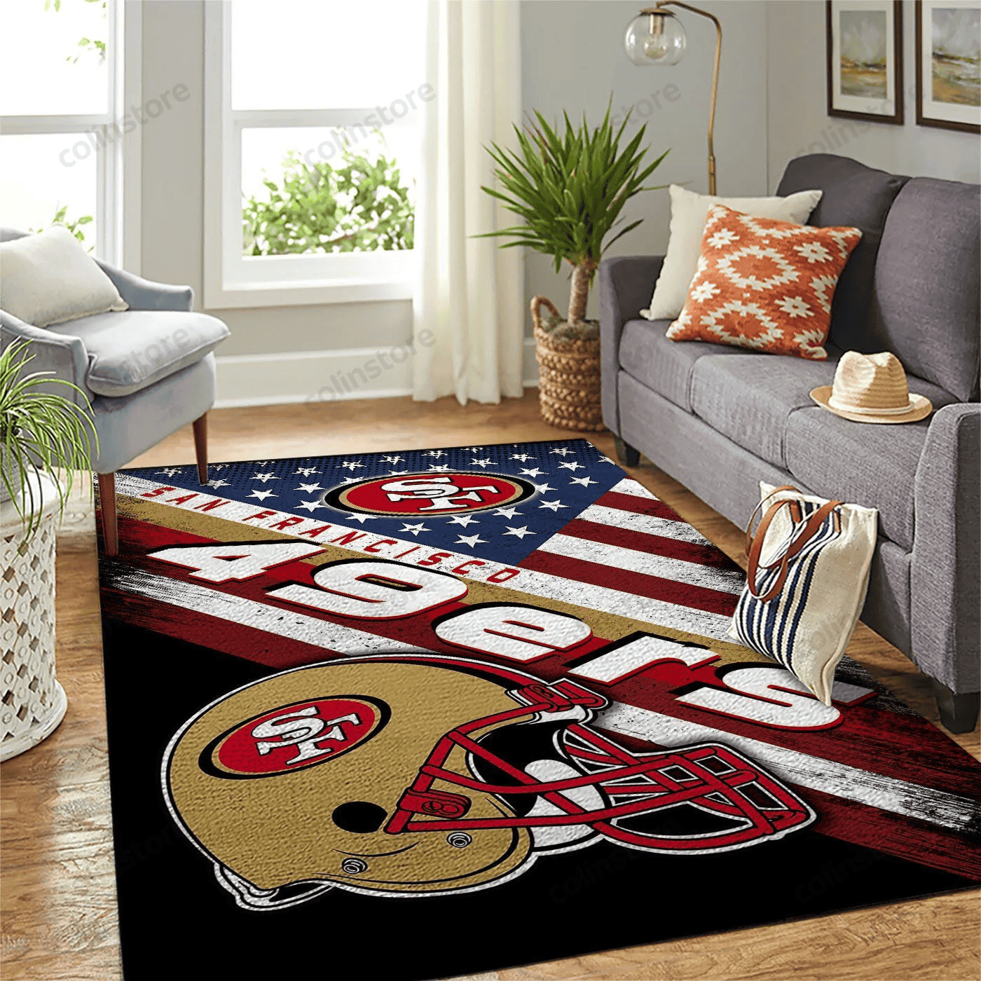 San Francisco 49ers Team Logo American Rectangle Area Rug – Full Print Carpet For Living Room & Bedroom Home Decor