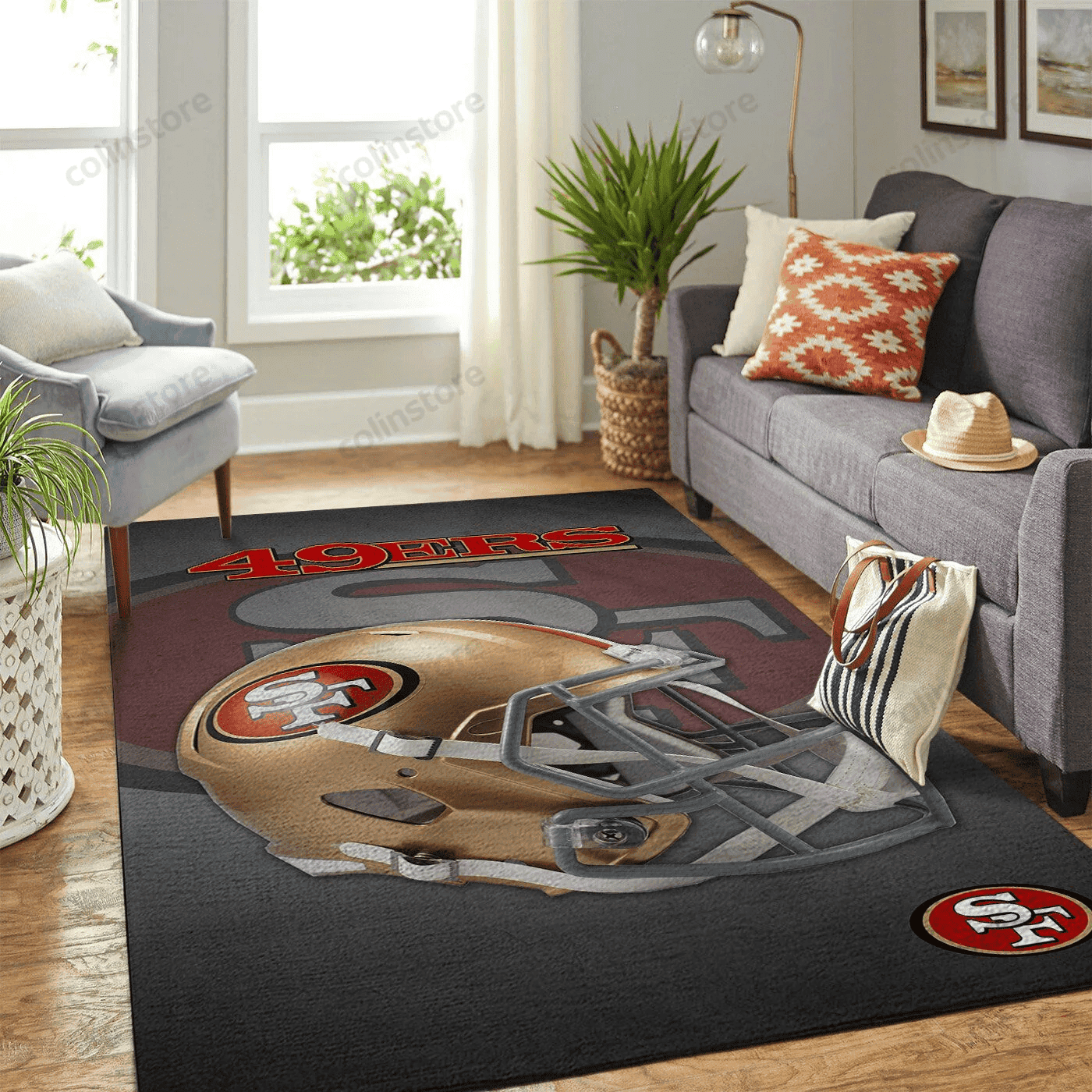 San Francisco 49ers Team Logo Helmet Nice Gift Rectangle Area Rug – Full Print Carpet For Living Room & Bedroom Home Decor