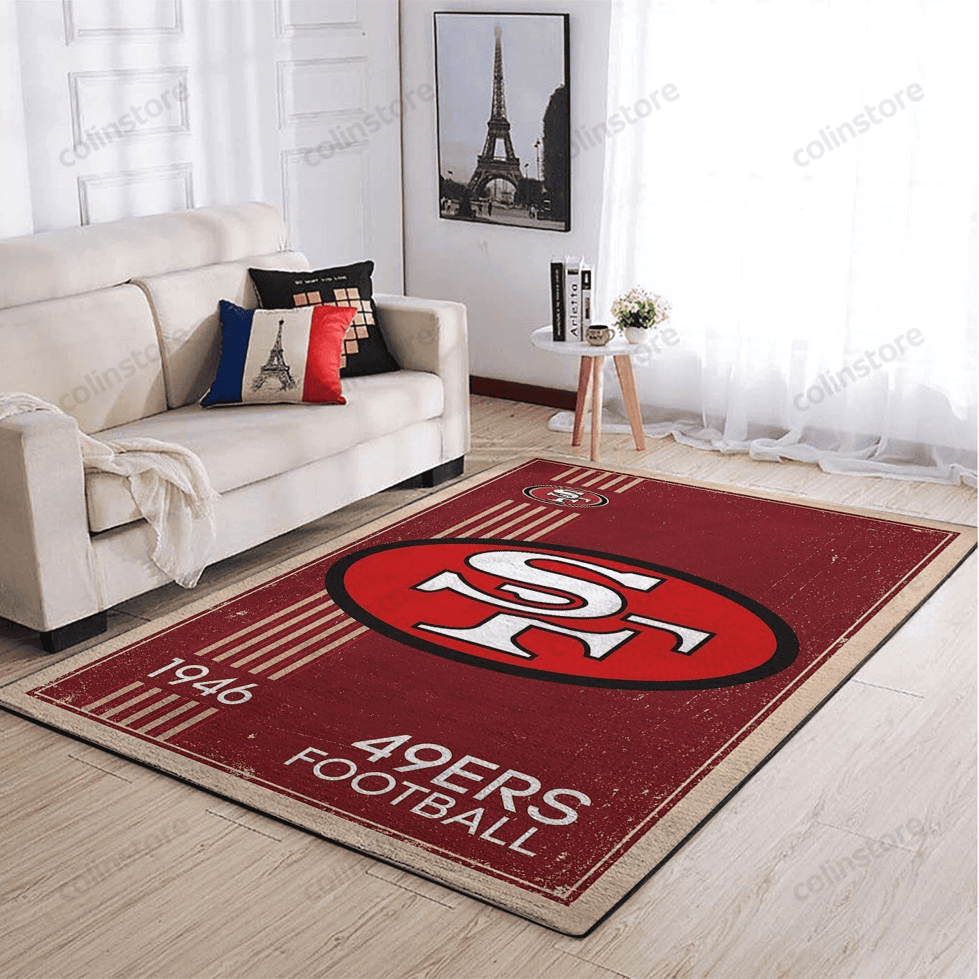 San Francisco 49ers Team Logo Retro Rectangle Area Rug – Full Print Carpet For Living Room & Bedroom Home Decor