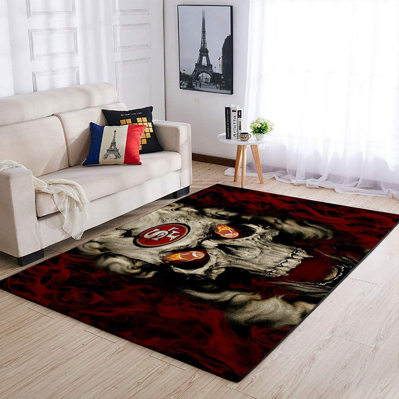 San Francisco 49ers Team Logo Skull Rectangle Area Rug – Full Print Carpet For Living Room & Bedroom Home Decor