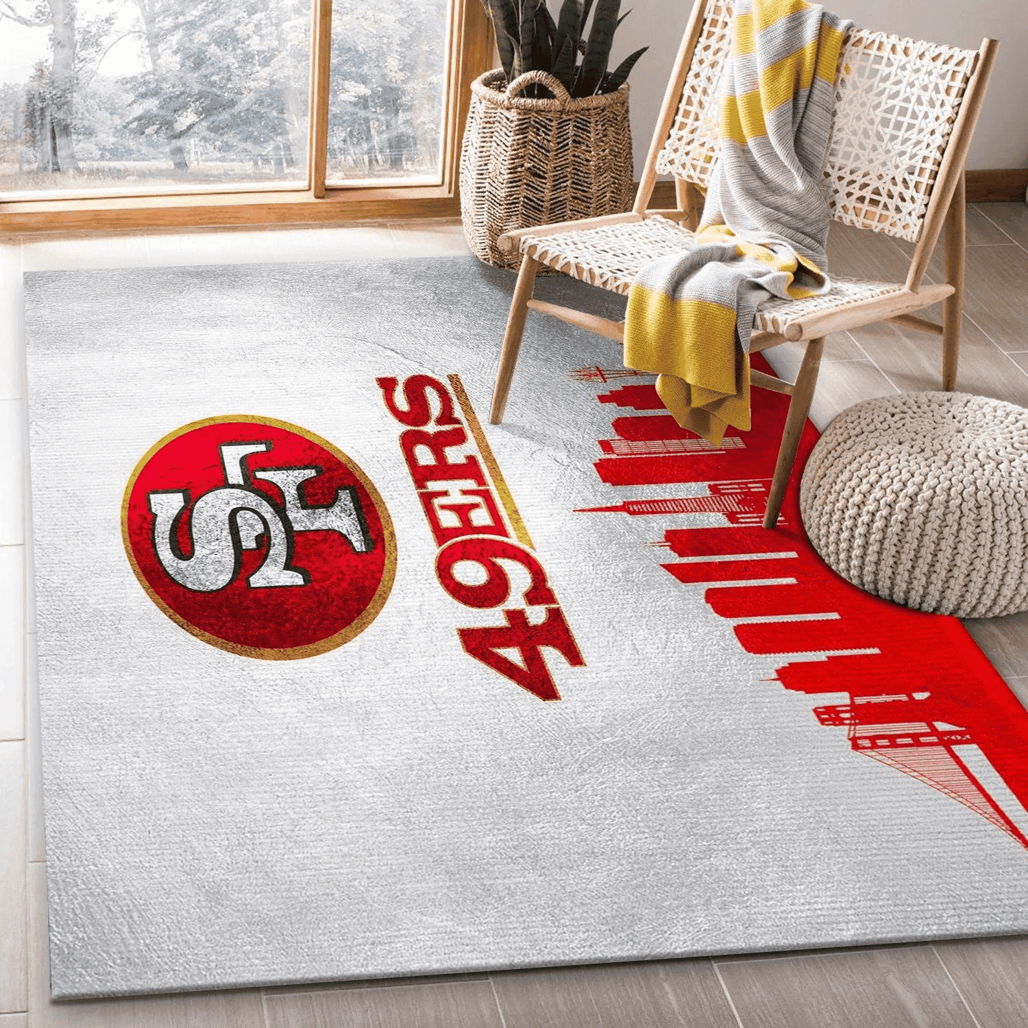 San Francisco 49ers Team Logos Rectangle Area Rug – Full Print Carpet For Living Room & Bedroom Home Decor