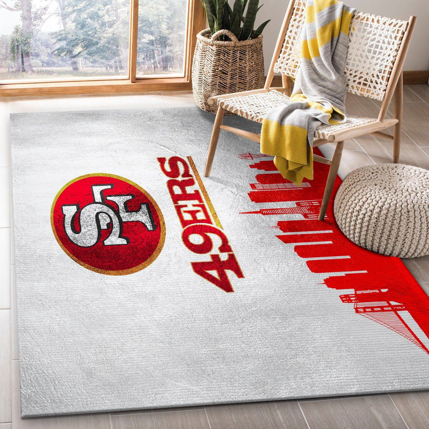 San Francisco 49ers Team Logos Rectangle Area Rug – Full Print Carpet For Living Room & Bedroom Home Decor