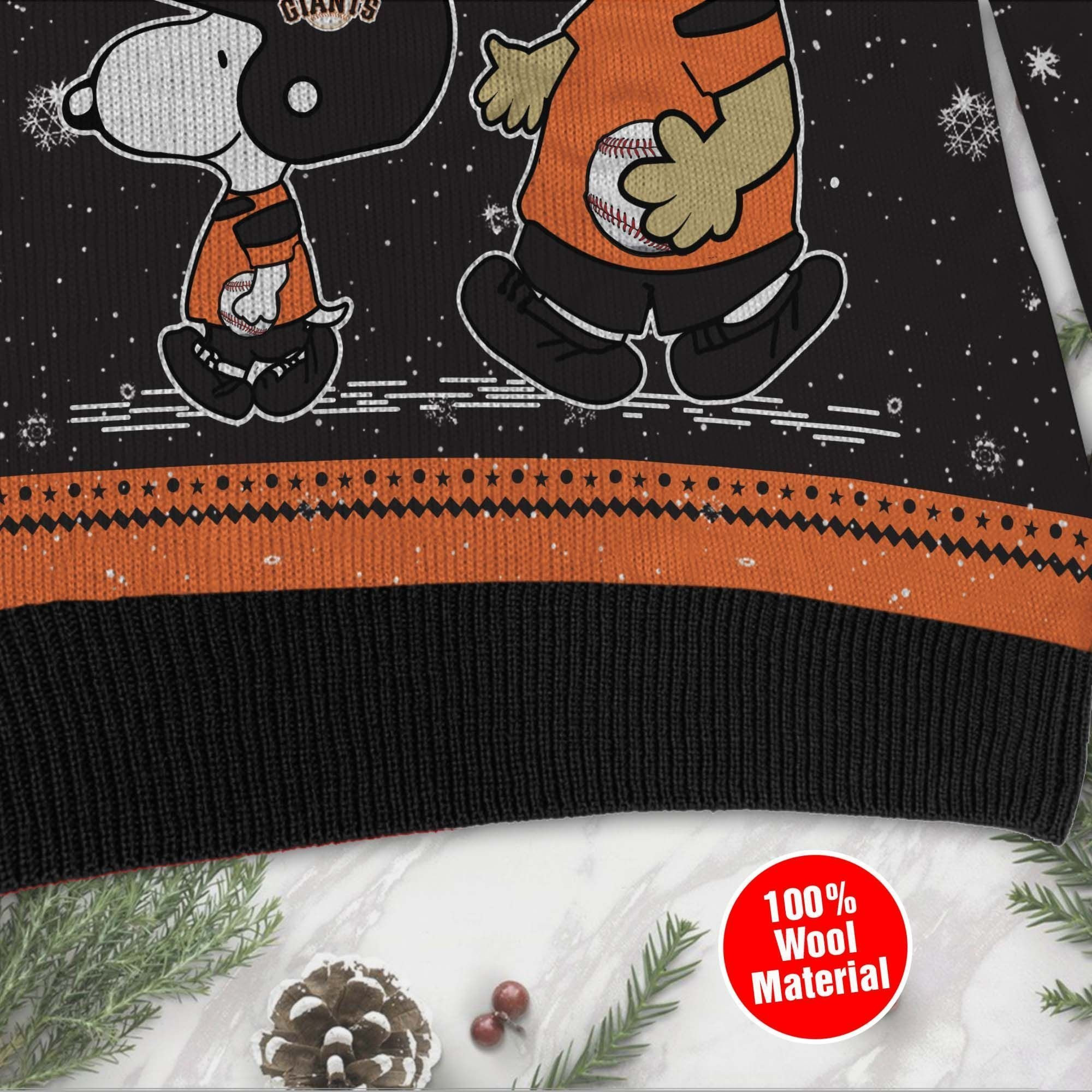 San Francisco Giants Charlie Brown Snoopy Wear Football Jersey Ugly Christmas Sweater Perfect Holiday Gift - Image 4