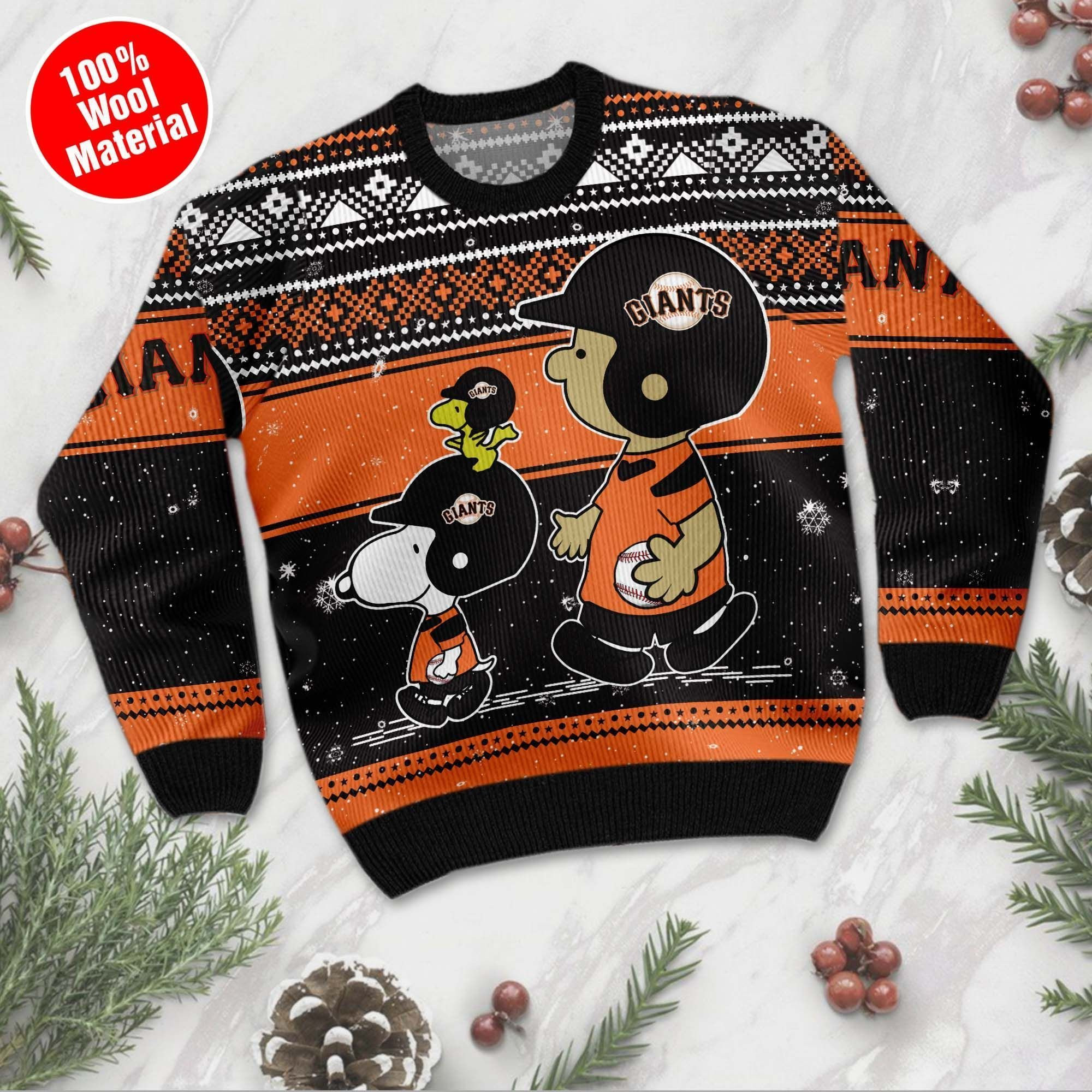San Francisco Giants Charlie Brown Snoopy Wear Football Jersey Ugly Christmas Sweater Perfect Holiday Gift - Image 3