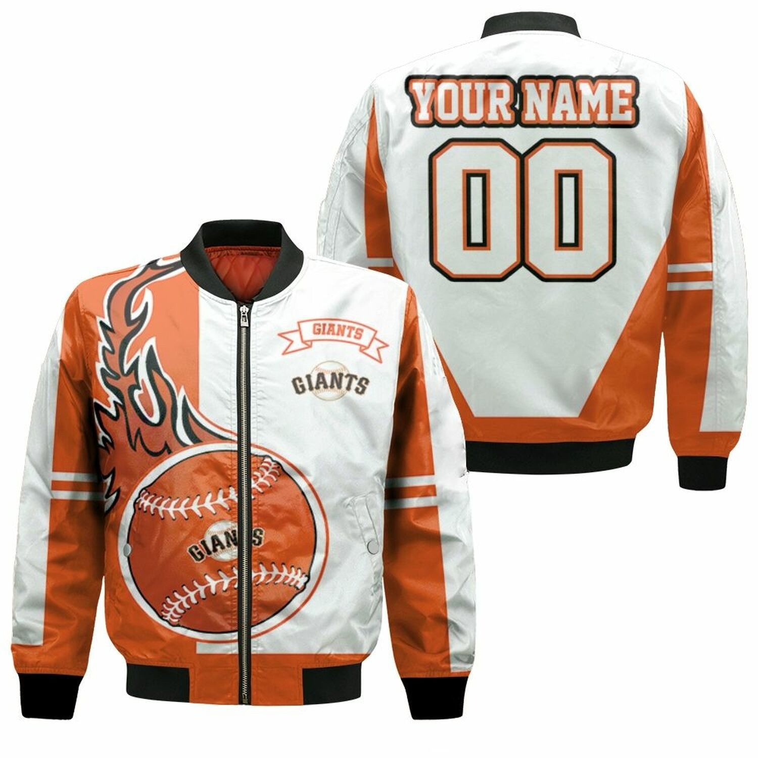 San Francisco Giants Personalized Name Number Orange White Bomber Jacket | MLB Team Jacket for Men & Women | Baseball Fan Gift