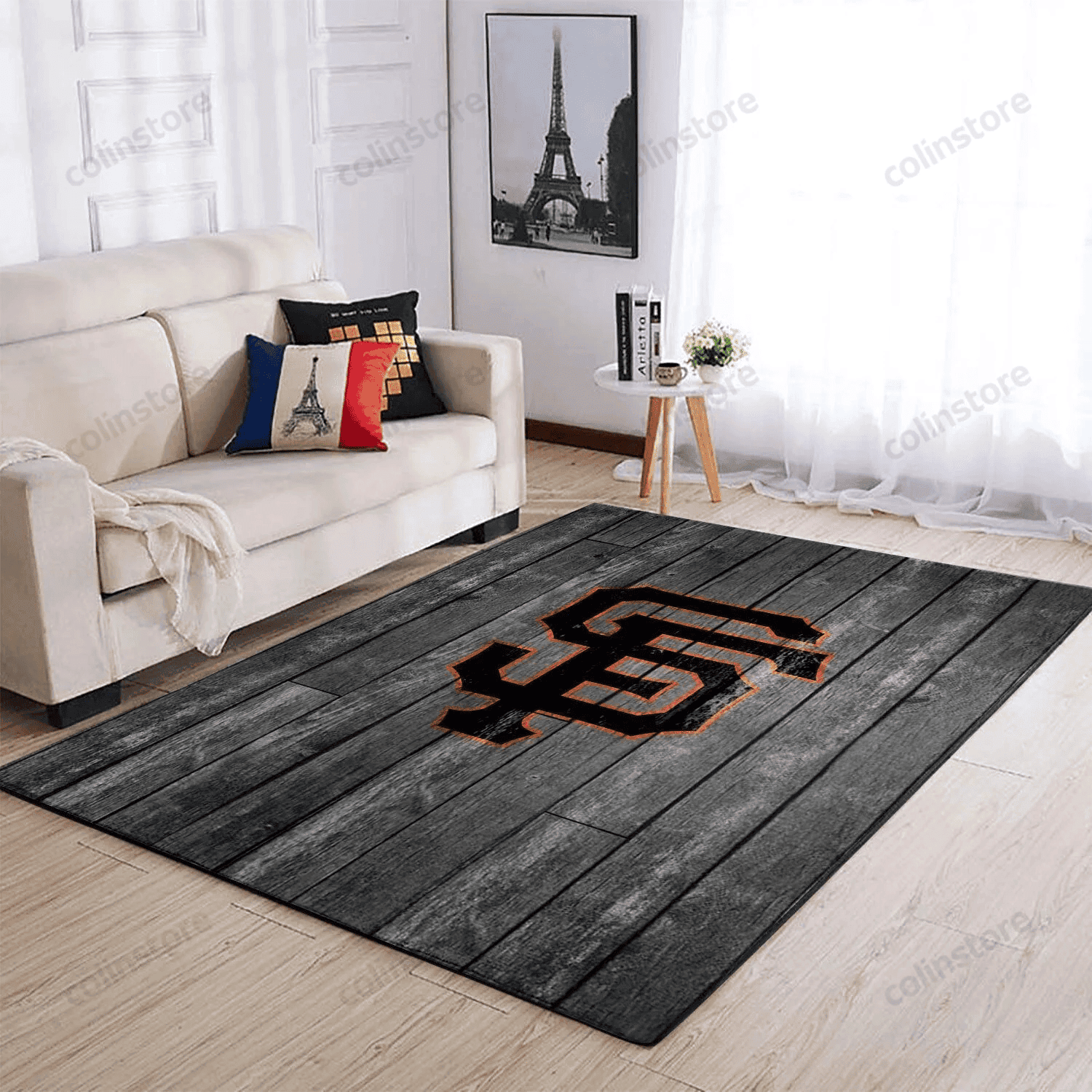 San Francisco Giants Team Logo Grey Rectangle Area Rug – Full Print Carpet For Living Room & Bedroom Home Decor