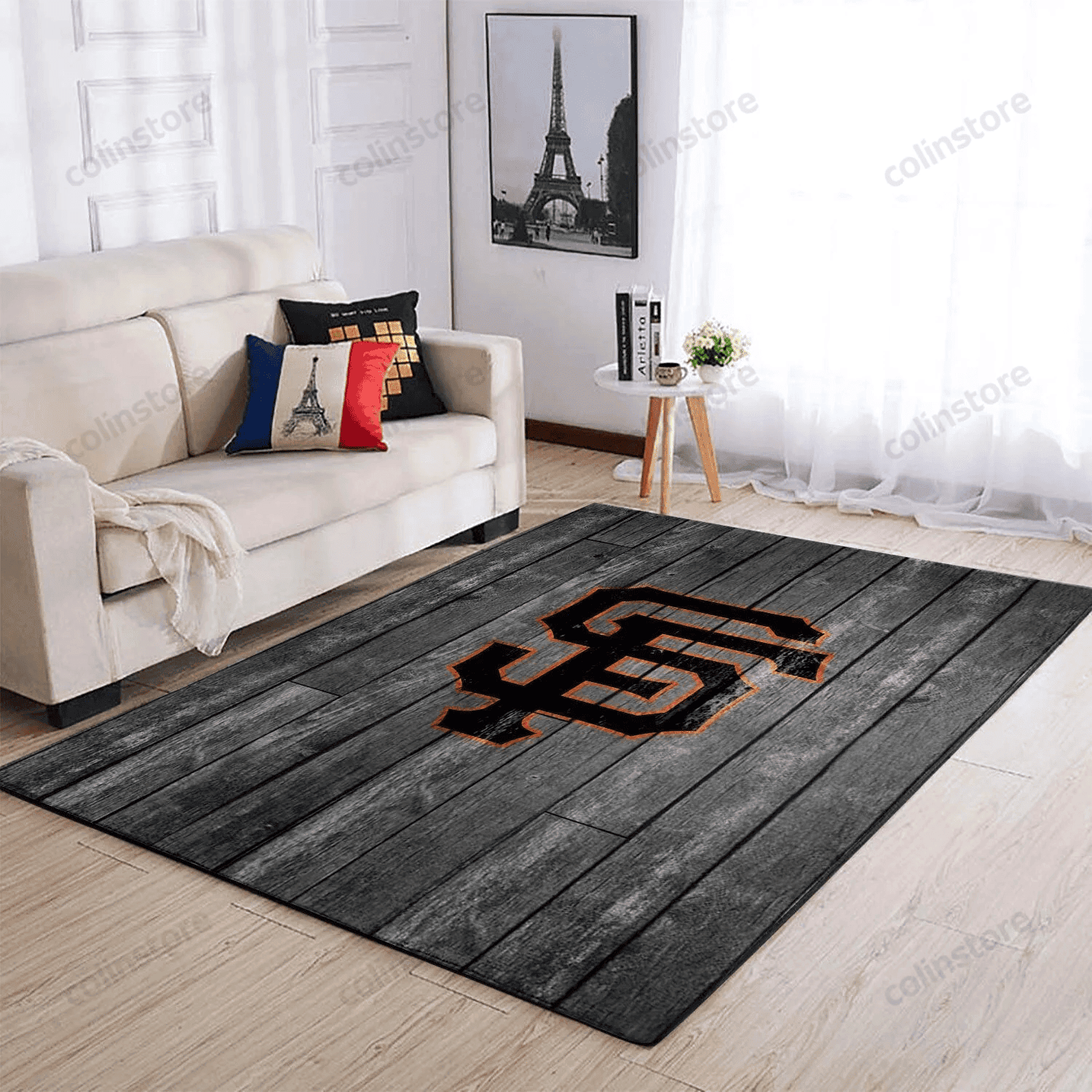 San Francisco Giants Team Logo Grey Rectangle Area Rug – Full Print Carpet For Living Room & Bedroom Home Decor