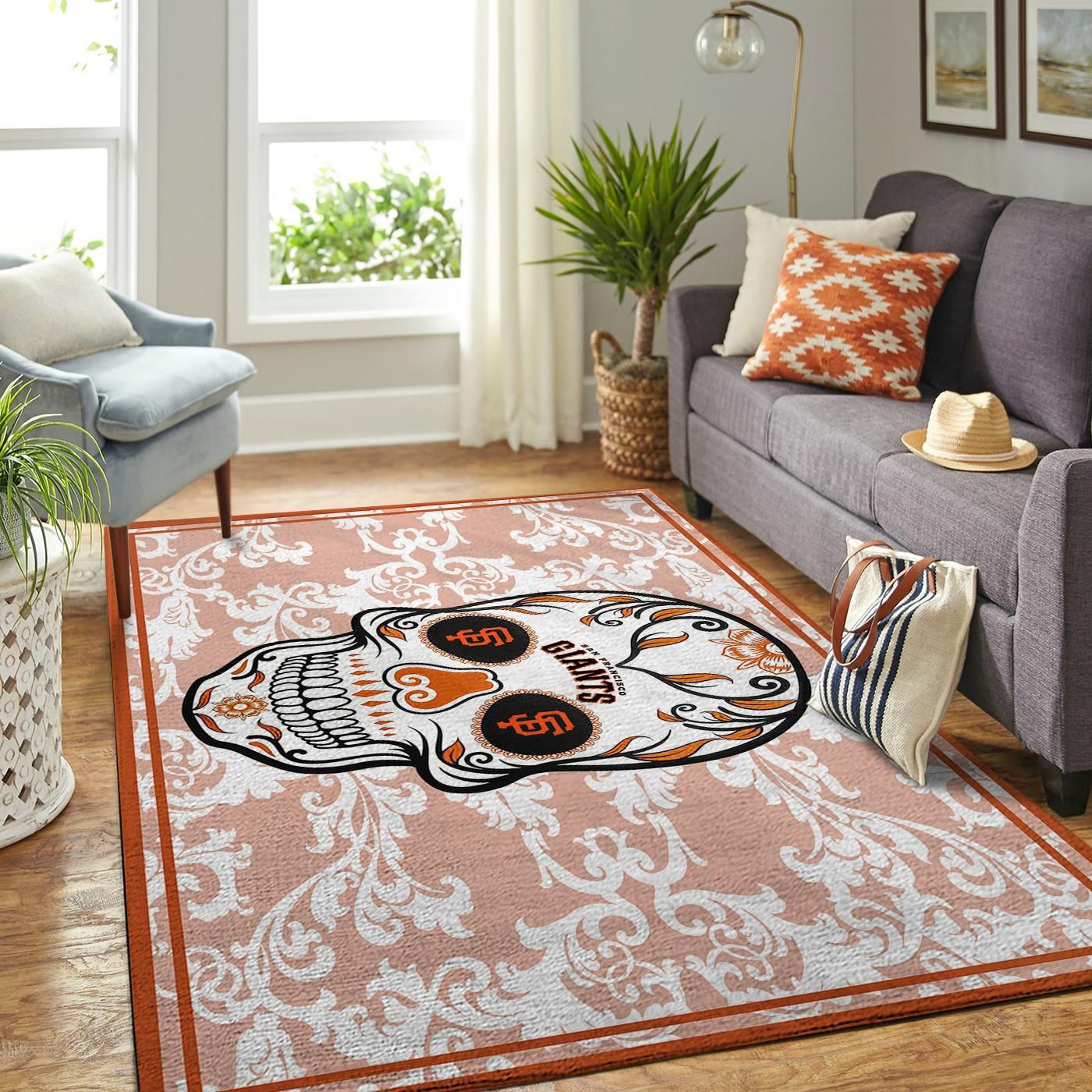 San Francisco Giants Team Logo Skull Rectangle Area Rug – Full Print Carpet For Living Room & Bedroom Home Decor