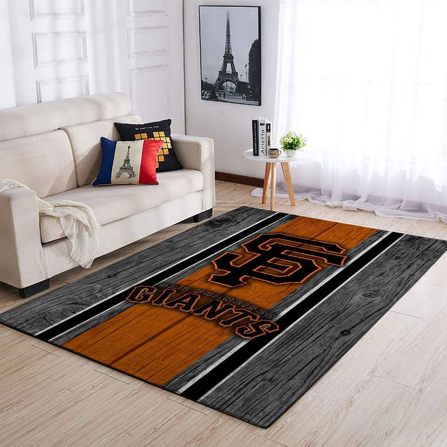 San Francisco Giants Team Logo Wooden Rectangle Area Rug – Full Print Carpet For Living Room & Bedroom Home Decor