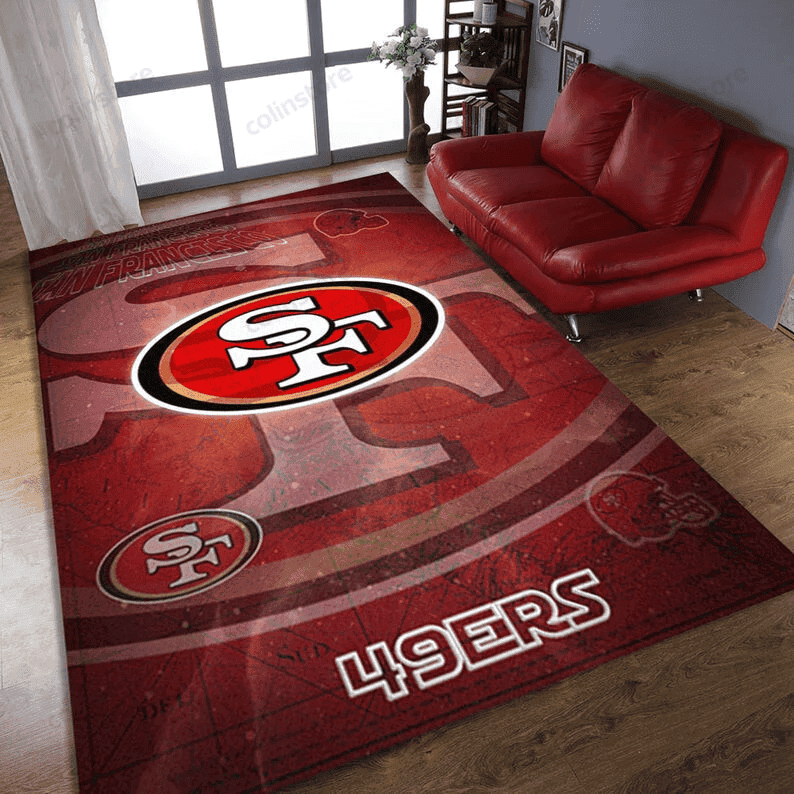 San Fransico 49ers Team Logo Wooden 3D Rectangle Area Rug – Full Print Carpet For Living Room & Bedroom Home Decor