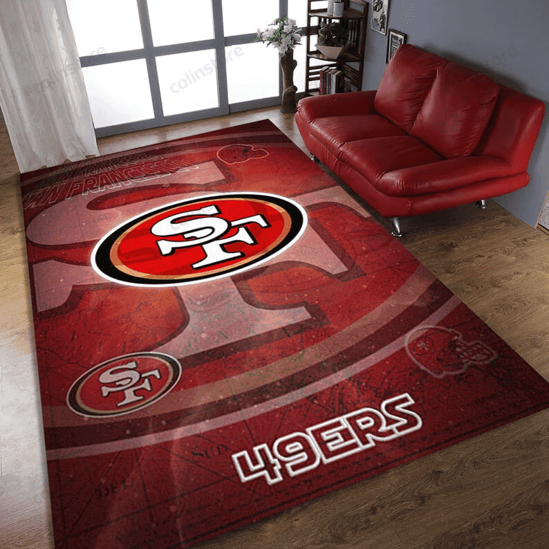 San Fransico 49ers Team Logo Wooden 3D Rectangle Area Rug – Full Print Carpet For Living Room & Bedroom Home Decor