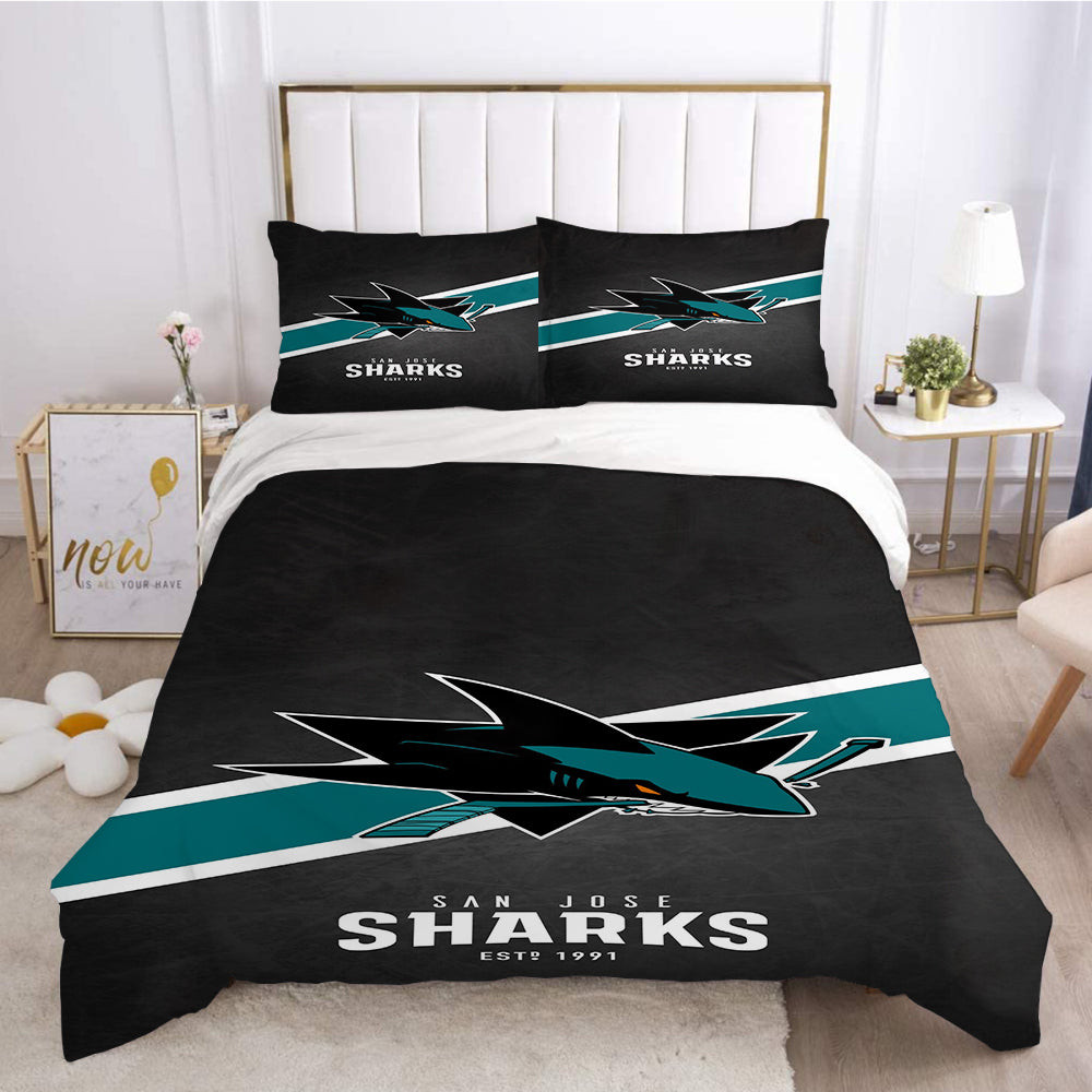 San Jose Sharks Hockey League 3D Printed Duvet Cover Quilt Cover Pillowcase Bedding Set Bed Linen Home Bedroom Decor