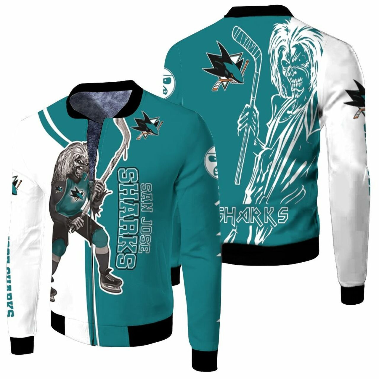 San Jose Sharks Zombie For Fans Bomber Jacket | NHL Team Jacket for Men & Women | Hockey Fan Gift
