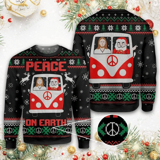 Santa And Jesus Peace On Earth Ugly Christmas Sweater Perfect Holiday Gift