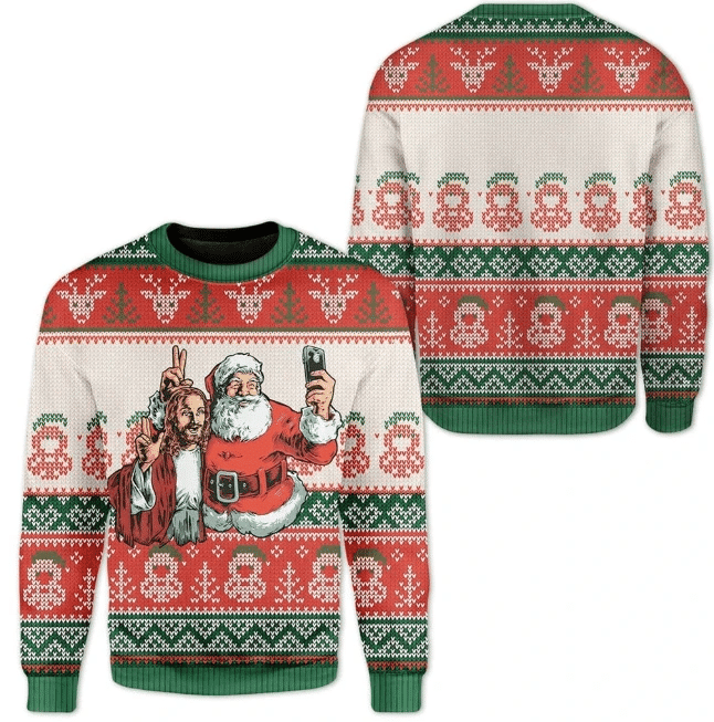 Santa And Jesus Ugly Christmas Sweater, Perfect Holiday Gift