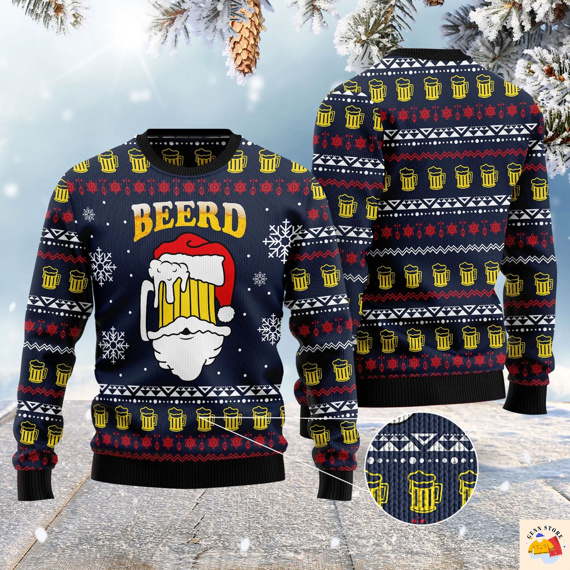 Santa Beerd Ugly Christmas Sweater