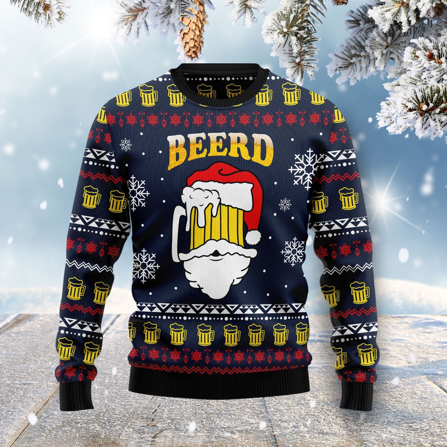 Santa Beerd Ugly Christmas Sweater, Perfect Holiday Gift