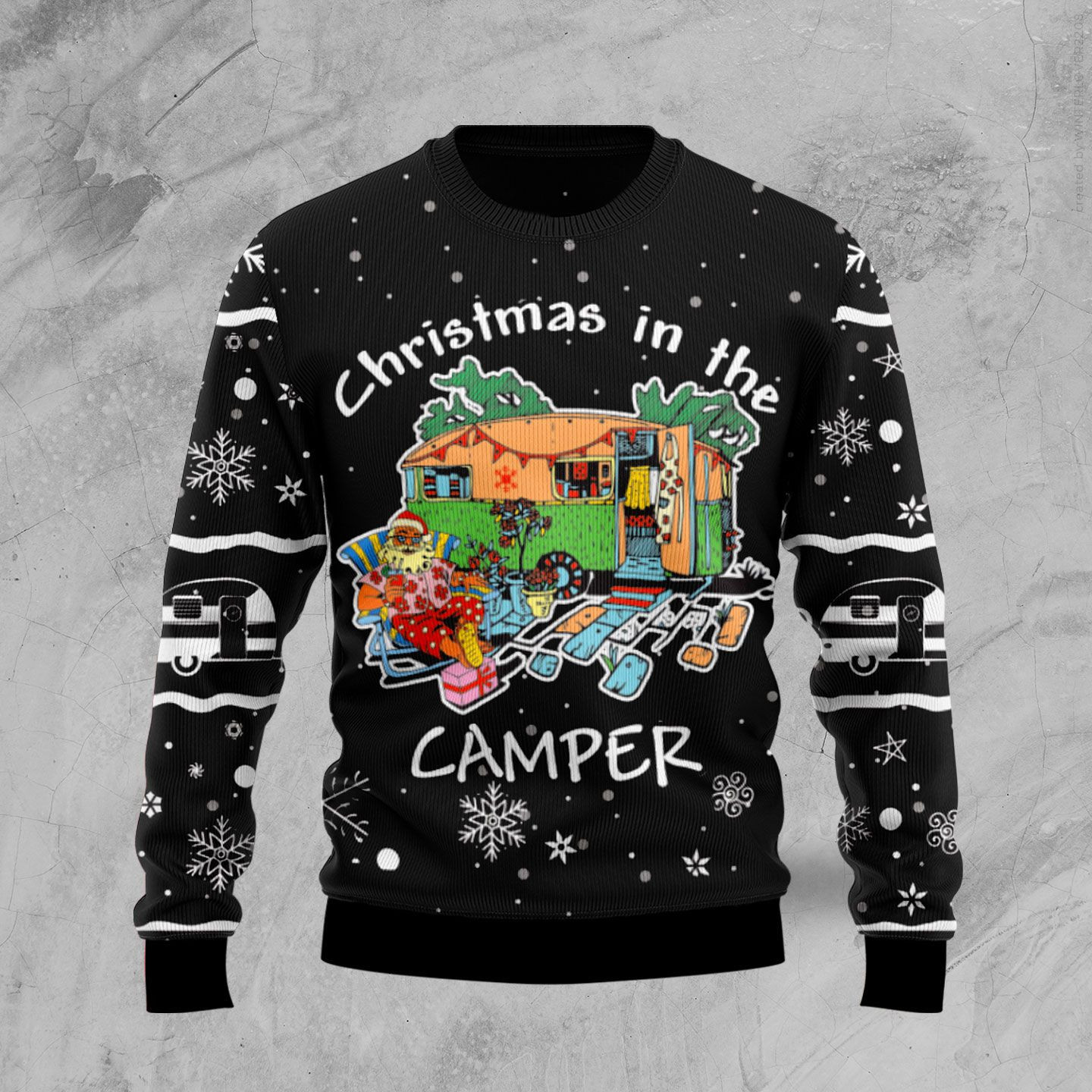Santa Camping Ugly Christmas Sweater, Perfect Holiday Gift