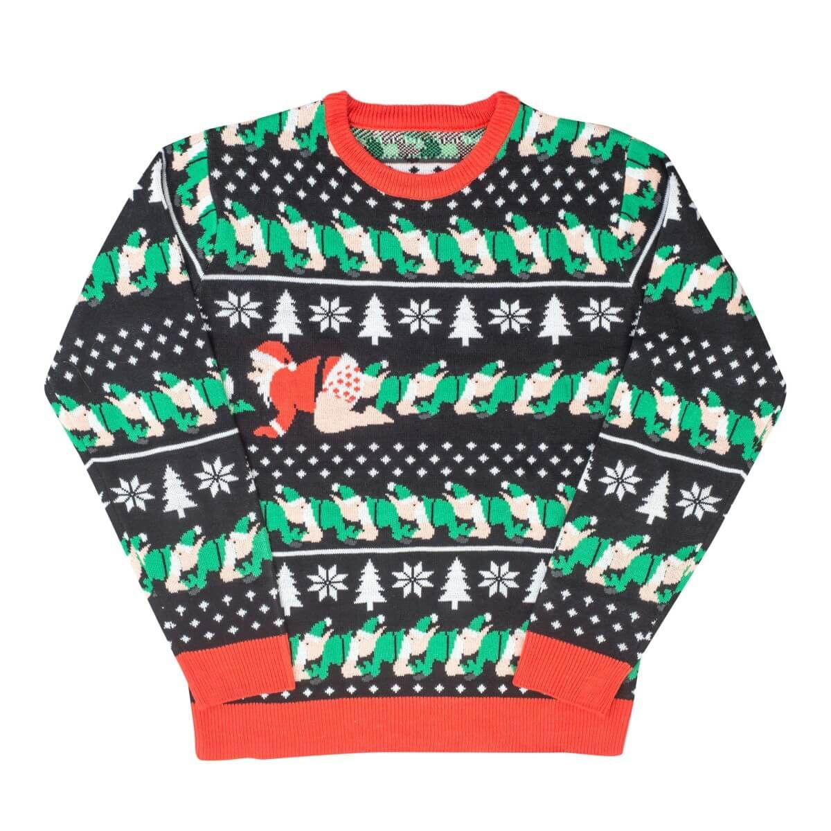 Santa Claus And Elfs Santapead Elves Ugly Christmas Sweater,