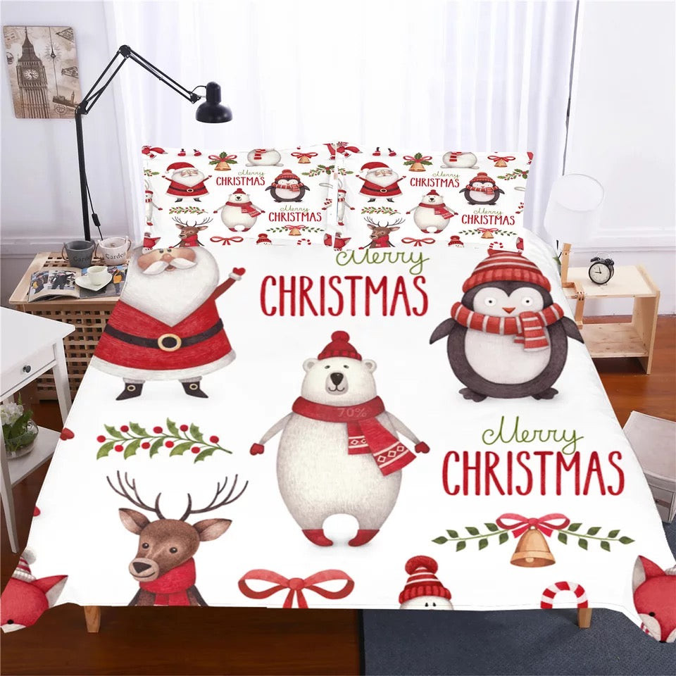 Santa Claus Duvet Cover Quilt Cover Pillowcase Bedding Set Bed Linen Home Bedroom Decor