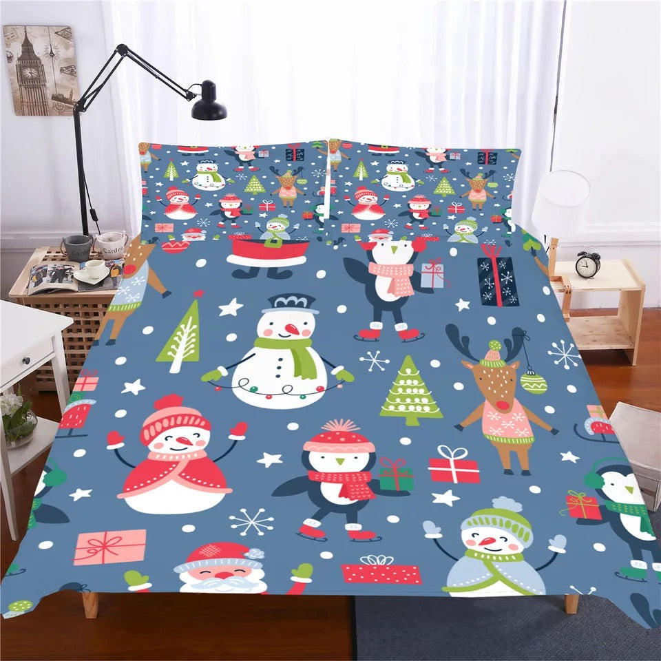 Santa Claus Duvet Cover Quilt Cover Pillowcase Bedding Set Bed Linen Home Bedroom Decor