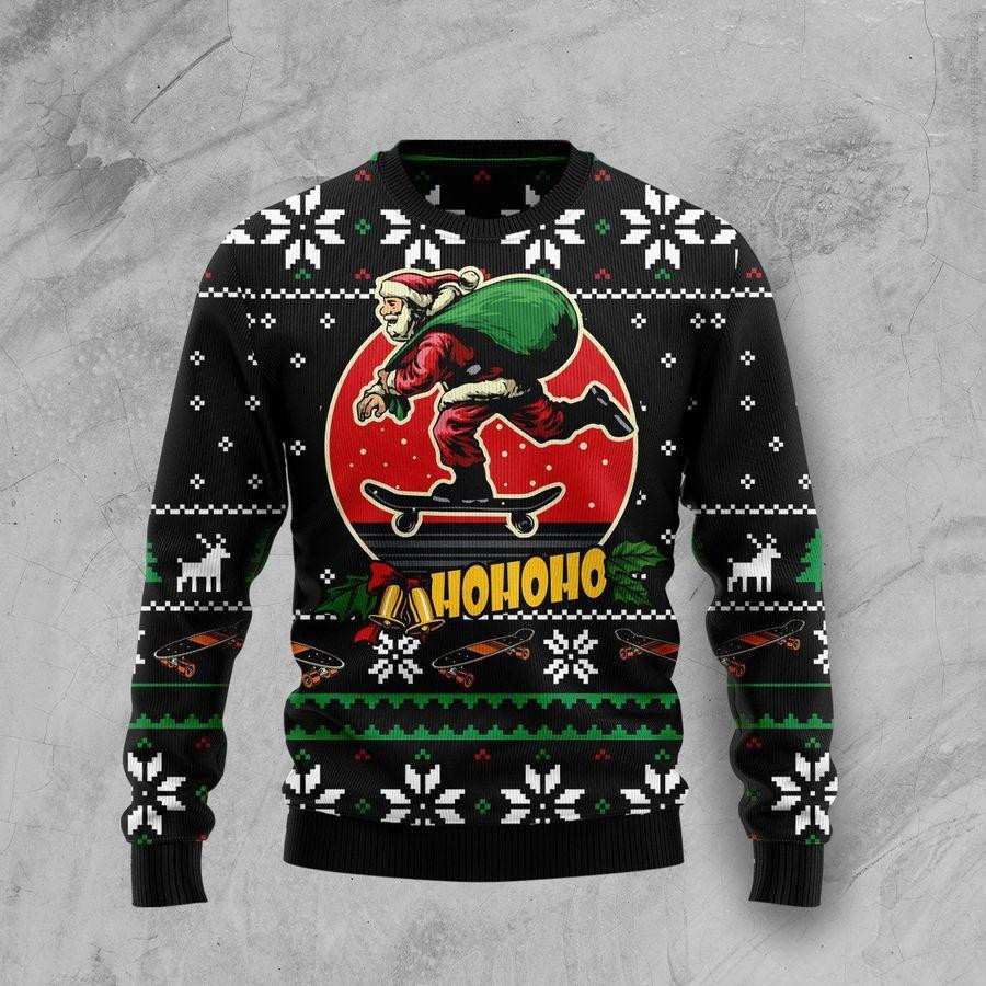 Santa Claus Skateboard Ugly Christmas Sweater, Perfect Holiday Gift