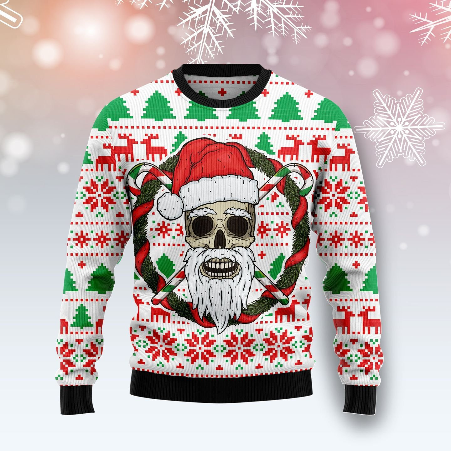 Santa Claus Skull Ugly Christmas Sweater, Perfect Holiday Gift