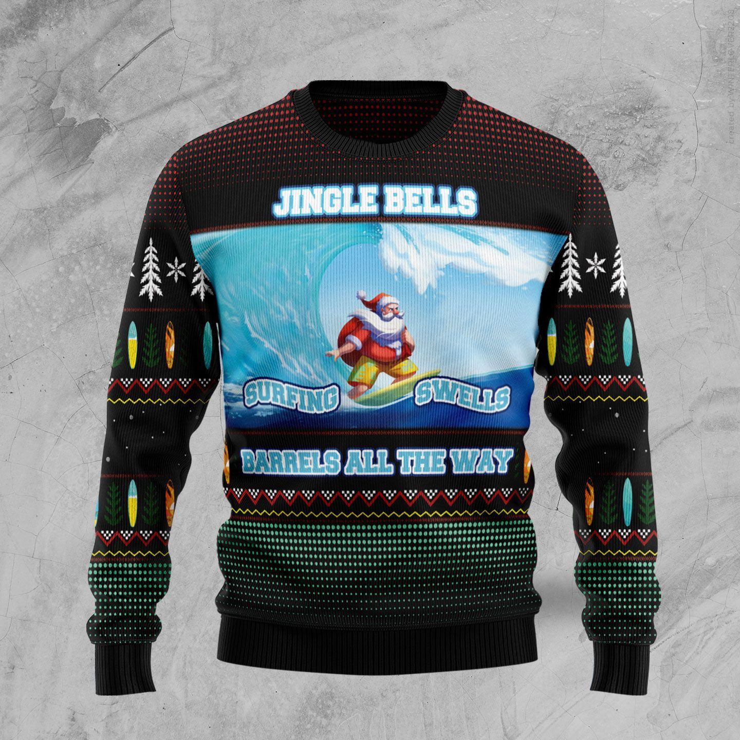 Santa Claus Surfing Ugly Christmas Sweater, Perfect Holiday Gift