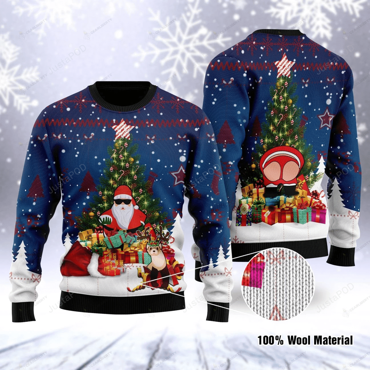 Santa Clause And Christmas Tree Ugly Christmas Sweater, Perfect Holiday Gift