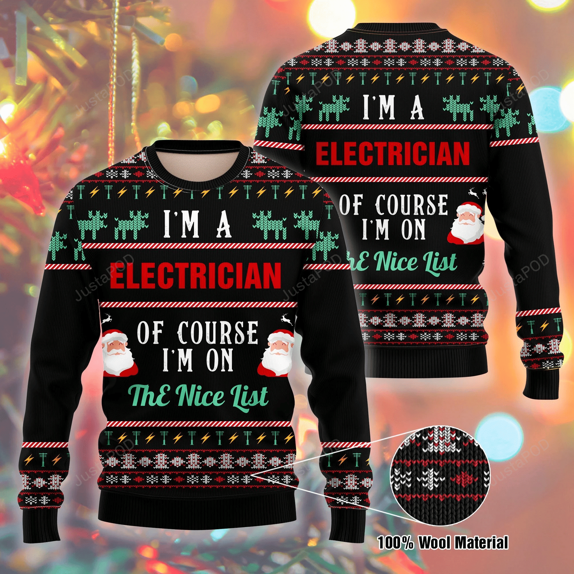 Santa Clause I Am A Electrician Ugly Christmas Sweater, Perfect Holiday Gift