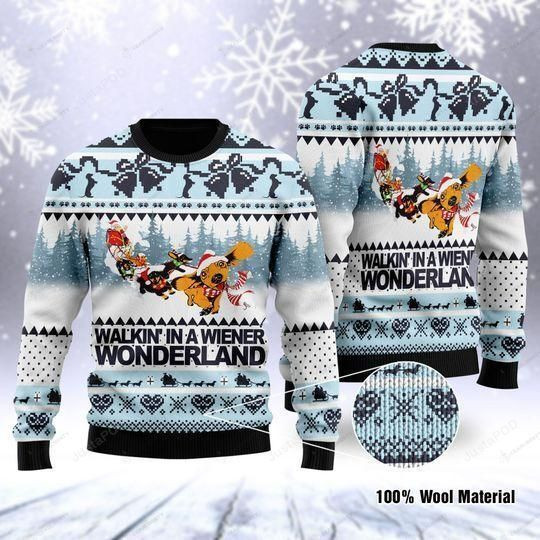 Santa Clause Walkin' In A Wiener Wonderland Ugly Christmas Sweater, Perfect Holiday Gift
