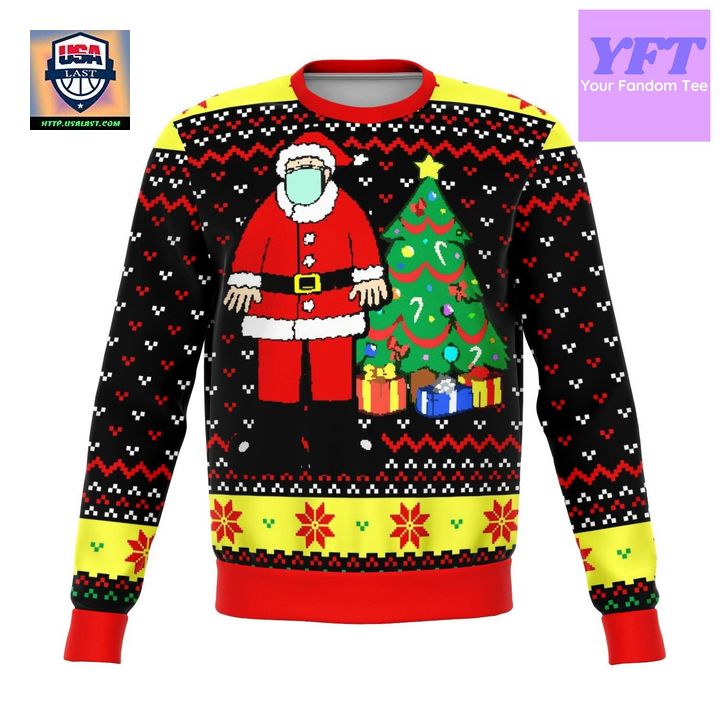 Santa Face Mask Cringe Meme Design 3d Ugly Christmas Sweater