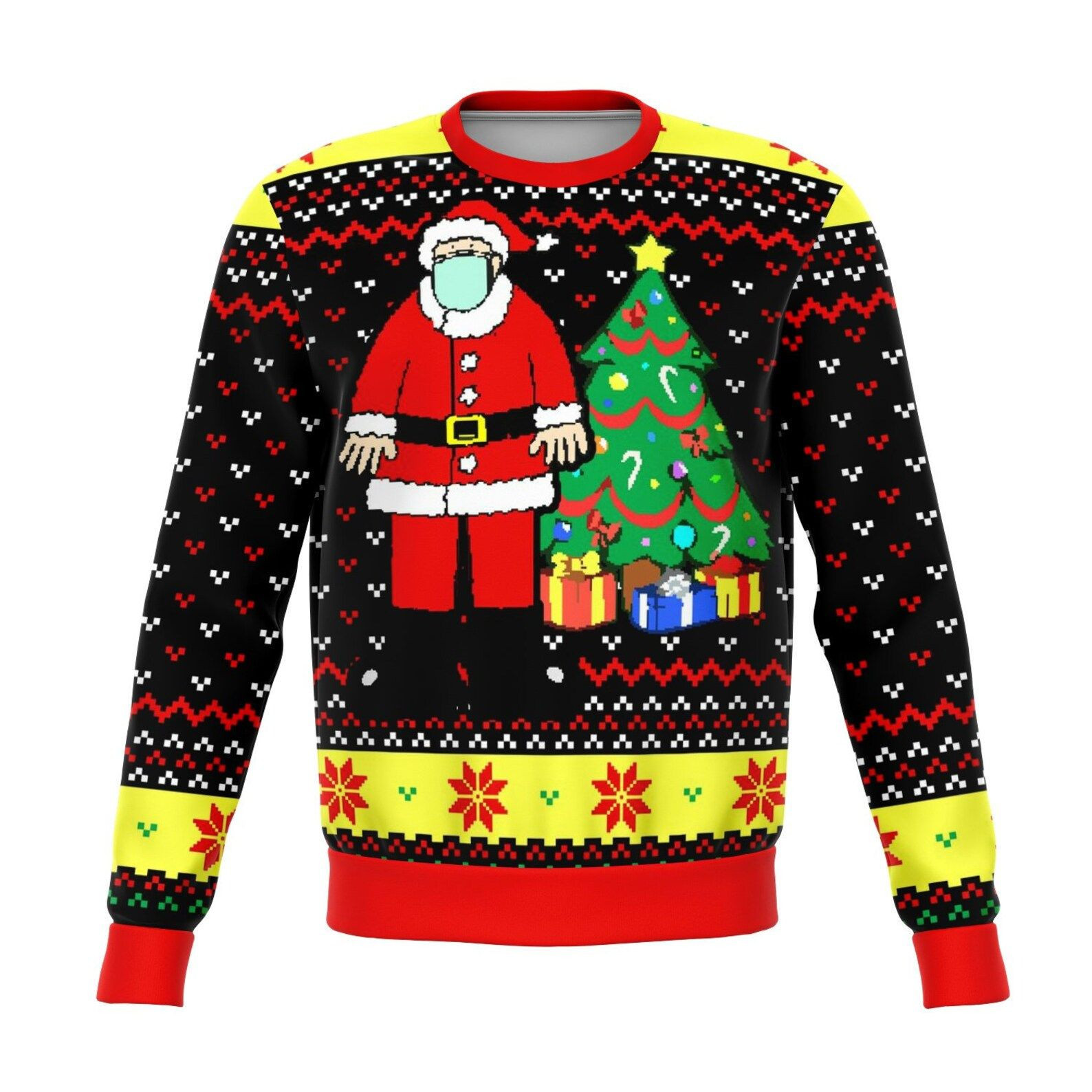 Santa Face Mask Cringe Ugly Christmas Sweater,