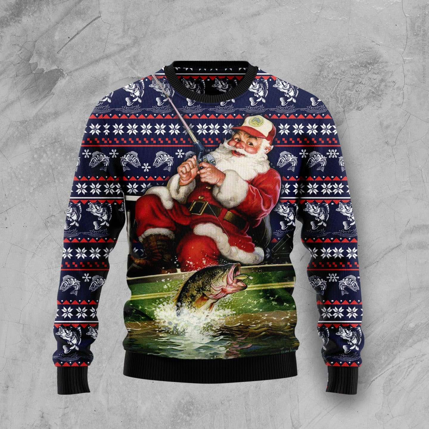 Santa Fishing Ugly Christmas Sweater, Perfect Holiday Gift
